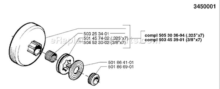 Page D Diagram and Parts List for 262 1996-01 Husqvarna Chainsaw