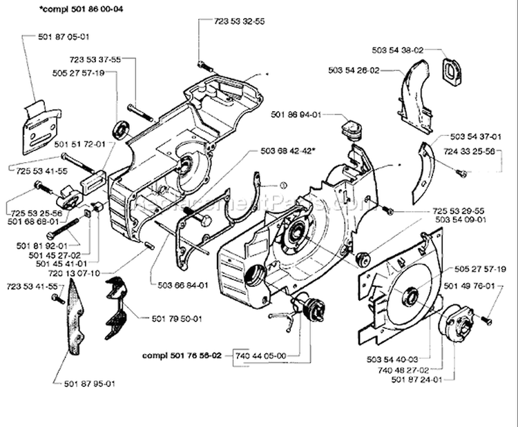 Page E Diagram and Parts List for 262 1996-01 Husqvarna Chainsaw