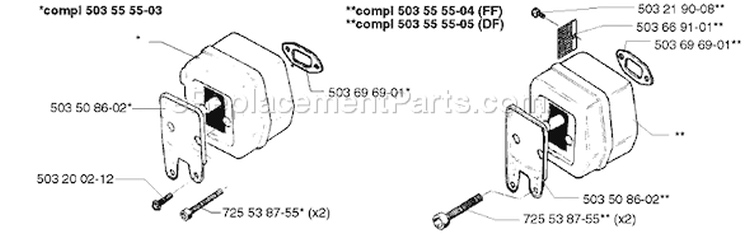 Page H Diagram and Parts List for 262 1996-01 Husqvarna Chainsaw
