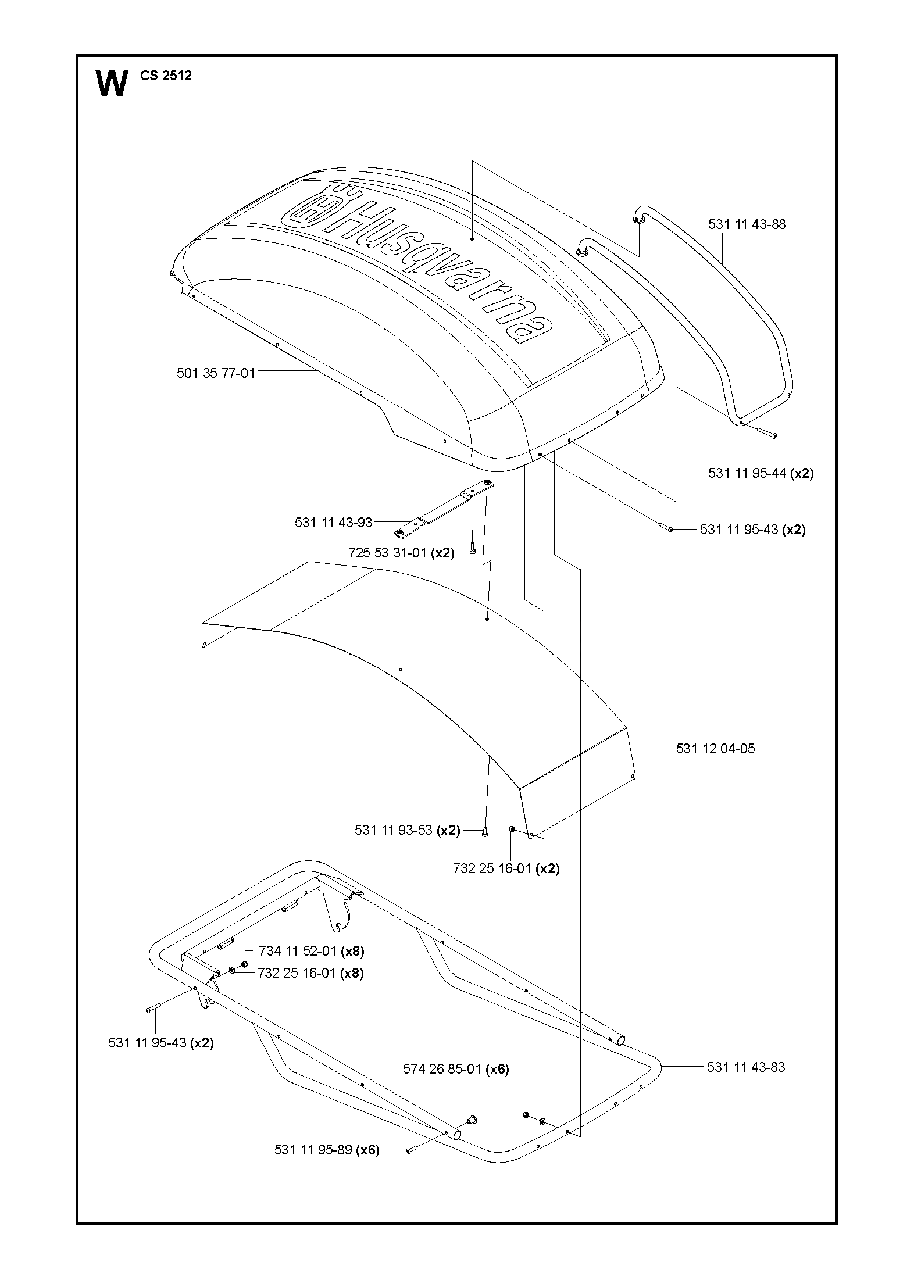 Guards Diagram and Parts List for CS2512 (1301 & Above)(2013-04) Husqvarna Circular Saw