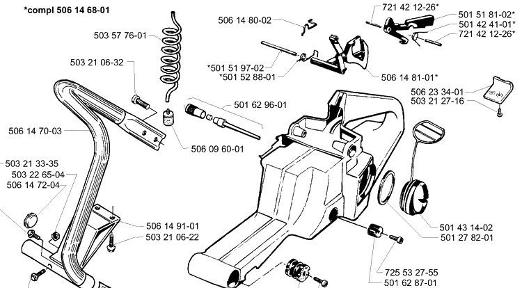 Tank Assembly Diagram and Parts List for 268K 1997-01 Husqvarna Lawn Tractor Accessories