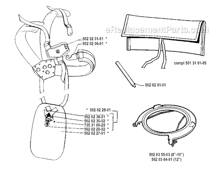 Accessories Diagram and Parts List for 265RX 1992-05 Husqvarna Brush Cutter