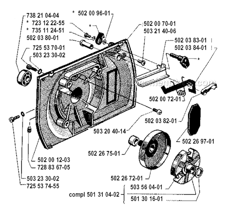 Clutch Diagram and Parts List for 265RX 1992-05 Husqvarna Brush Cutter