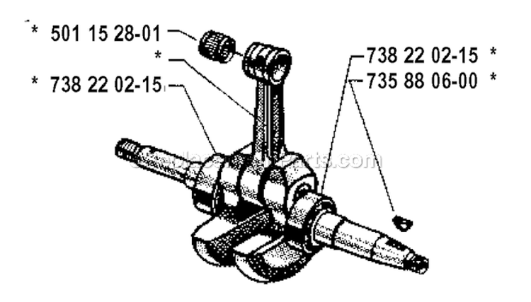Crankshaft Diagram and Parts List for 265RX 1992-05 Husqvarna Brush Cutter