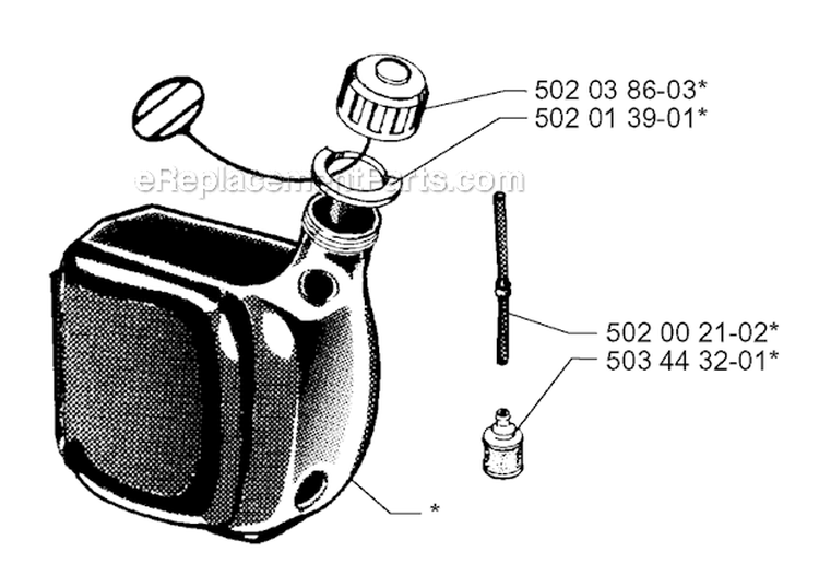 Fuel Tank Diagram and Parts List for 265RX 1995-11 Husqvarna Brush Cutter