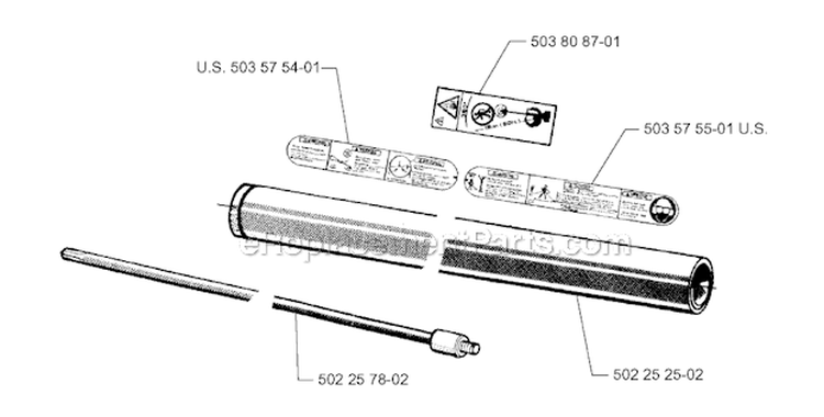 Shaft Diagram and Parts List for 265RX 1995-11 Husqvarna Brush Cutter