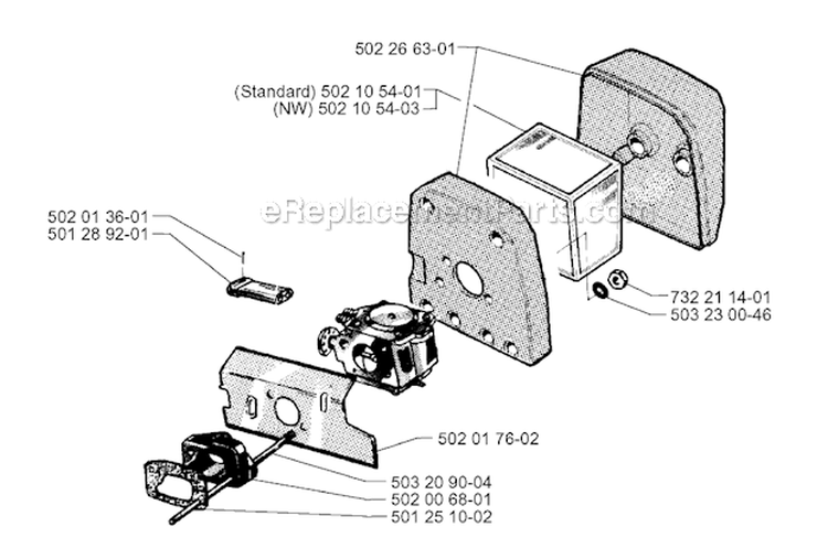 Carburetor  Air Filter Diagram and Parts List for 265RX 1995-11 Husqvarna Brush Cutter