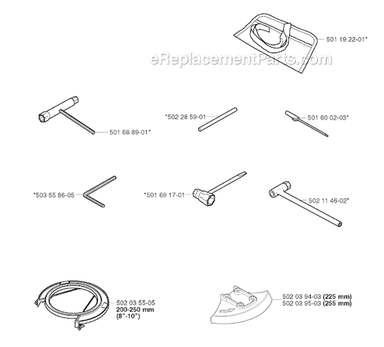 Accessories Diagram and Parts List for 265RX 2002-08 Husqvarna Brush Cutter