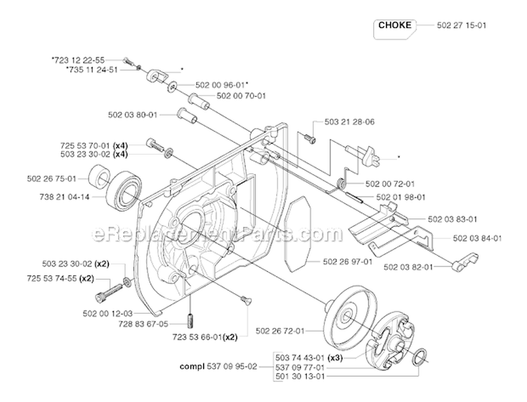 Clutch Diagram and Parts List for 265RX 2002-08 Husqvarna Brush Cutter