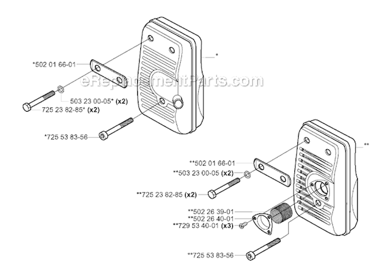 Muffler Diagram and Parts List for 265RX 2006-01 Husqvarna Brush Cutter