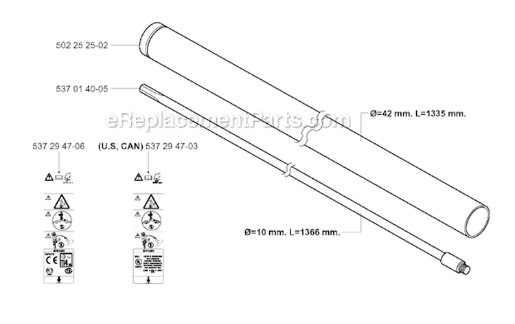 Shaft Diagram and Parts List for 265RX 2006-01 Husqvarna Brush Cutter