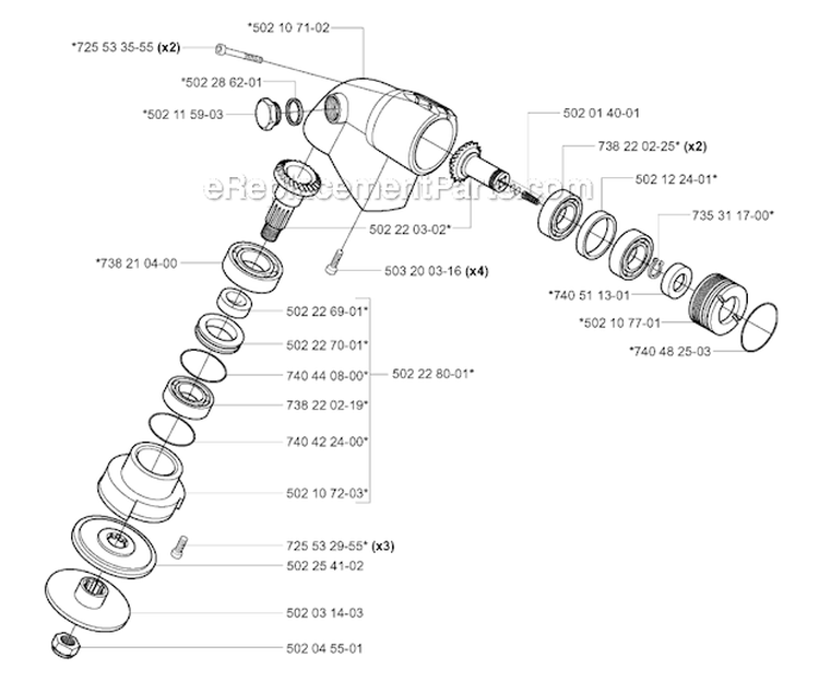Bevel Gear Diagram and Parts List for 265RX 2006-01 Husqvarna Brush Cutter