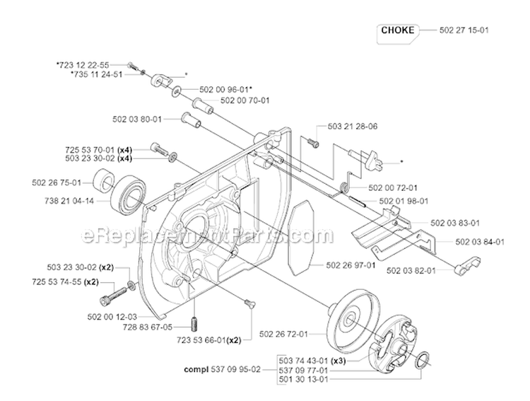 Clutch Diagram and Parts List for 265RX 2006-01 Husqvarna Brush Cutter