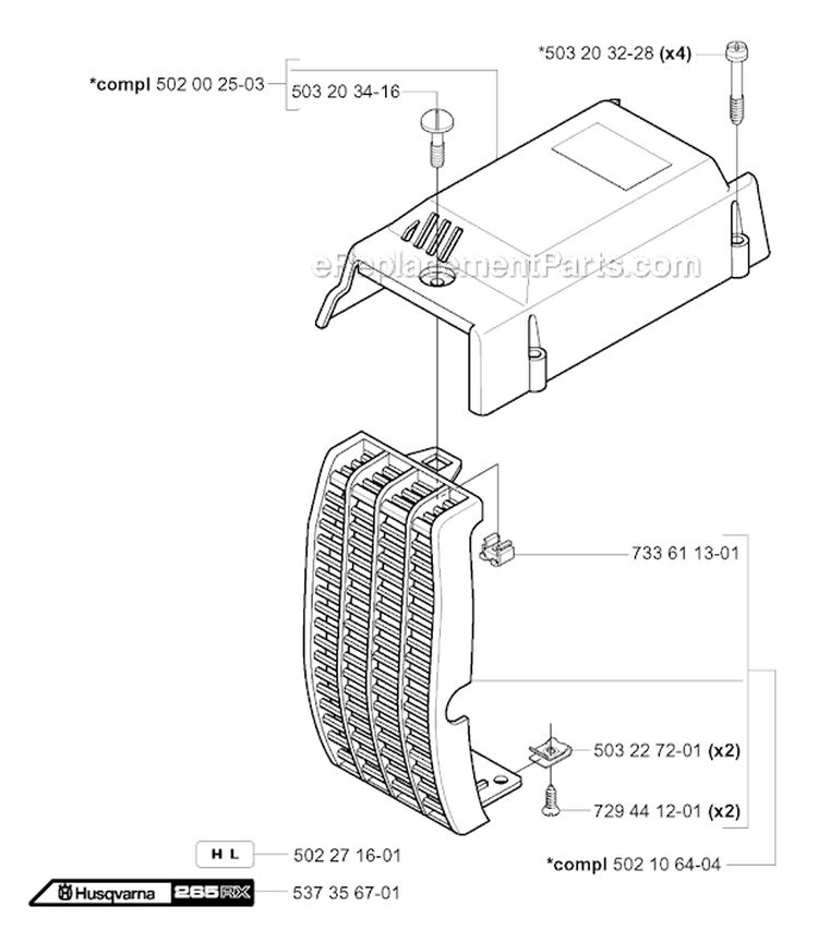 Cover Diagram and Parts List for 265RX 2006-01 Husqvarna Brush Cutter