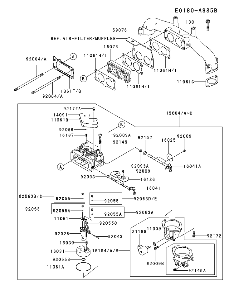 Carburetor Diagram and Parts List for FX801V-ES00 2017-09 Husqvarna Engine