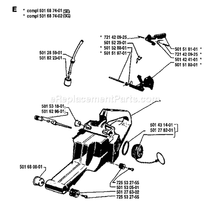 Page M Diagram and Parts List for 266 1981-09 Husqvarna Chainsaw