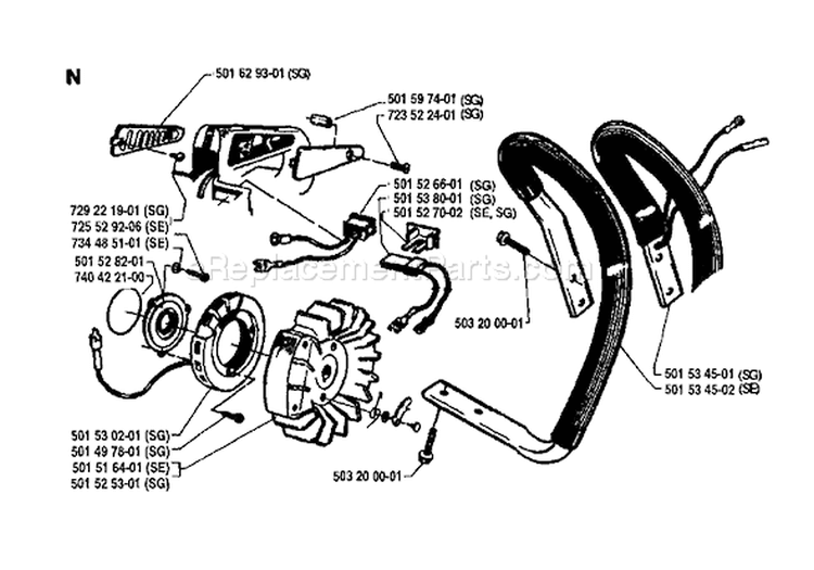 Page D Diagram and Parts List for 266 1981-09 Husqvarna Chainsaw