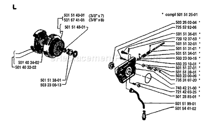 Page H Diagram and Parts List for 266 1981-09 Husqvarna Chainsaw