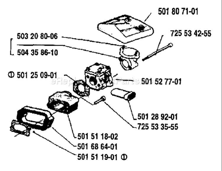 Page A Diagram and Parts List for 266 1982-12 Husqvarna Chainsaw