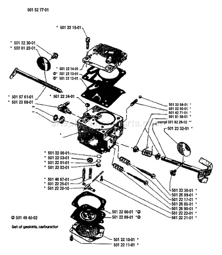 Page B Diagram and Parts List for 266 1982-12 Husqvarna Chainsaw