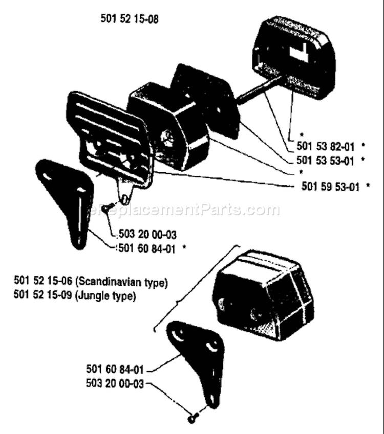 Page H Diagram and Parts List for 266 1982-12 Husqvarna Chainsaw