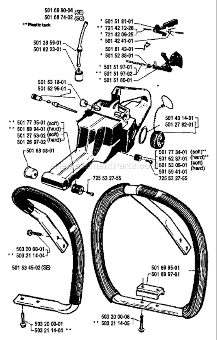 Page L Diagram and Parts List for 266 1983-06 Husqvarna Chainsaw