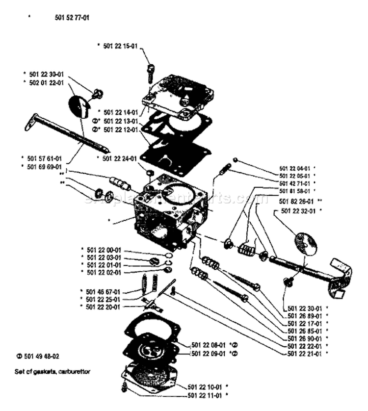 Page B Diagram and Parts List for 266 1984-08 Husqvarna Chainsaw