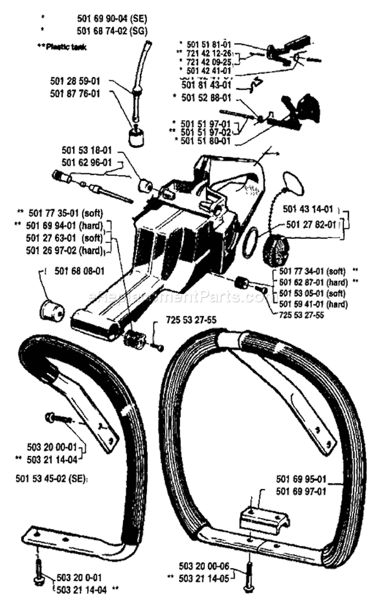 Page F Diagram and Parts List for 266 1984-08 Husqvarna Chainsaw