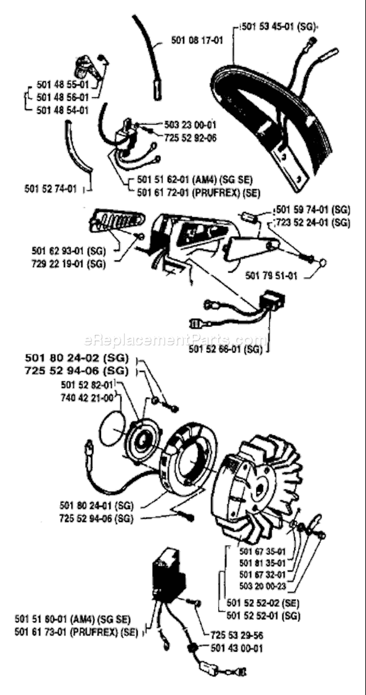 Page G Diagram and Parts List for 266 1984-08 Husqvarna Chainsaw