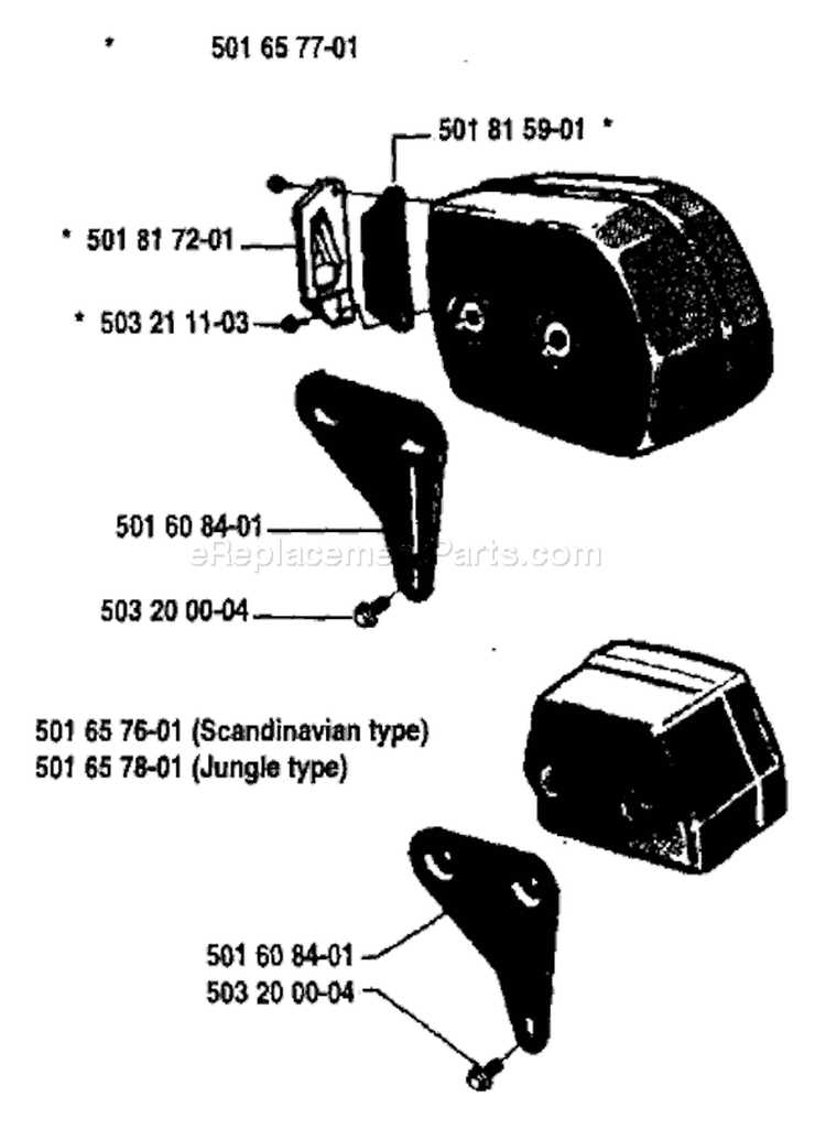 Page H Diagram and Parts List for 266 1984-08 Husqvarna Chainsaw