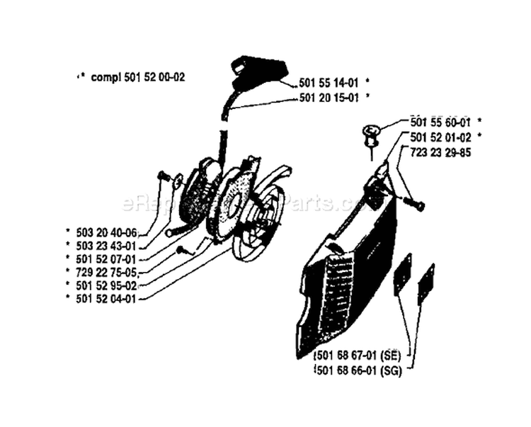 Page L Diagram and Parts List for 266 1984-10 Husqvarna Chainsaw
