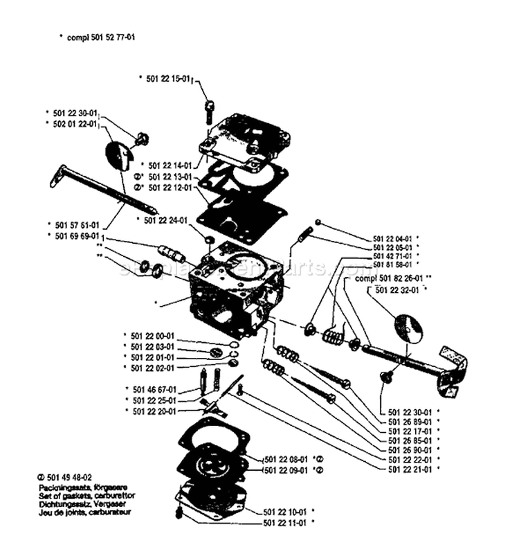 Page B Diagram and Parts List for 266 1984-10 Husqvarna Chainsaw
