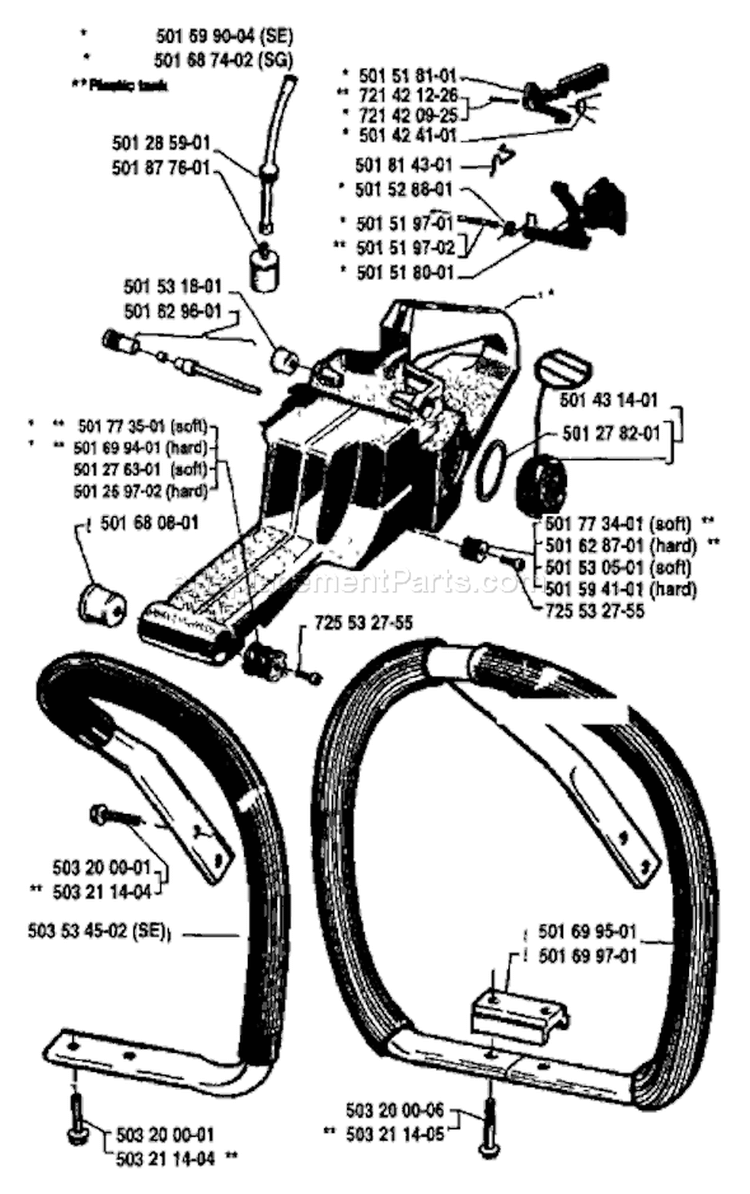 Page F Diagram and Parts List for 266 1984-10 Husqvarna Chainsaw