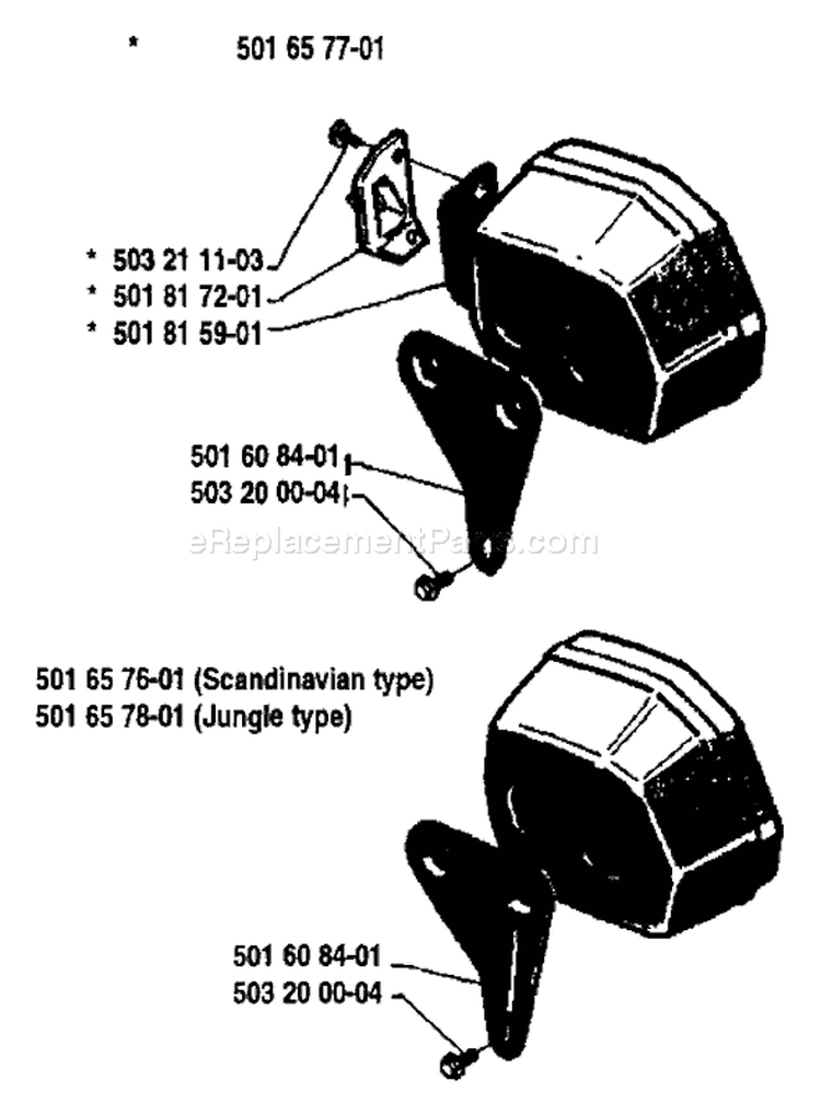 Page H Diagram and Parts List for 266 1984-10 Husqvarna Chainsaw