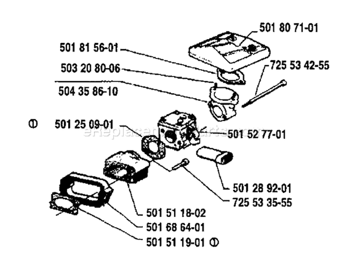 Page A Diagram and Parts List for 266 1985-01 Husqvarna Chainsaw