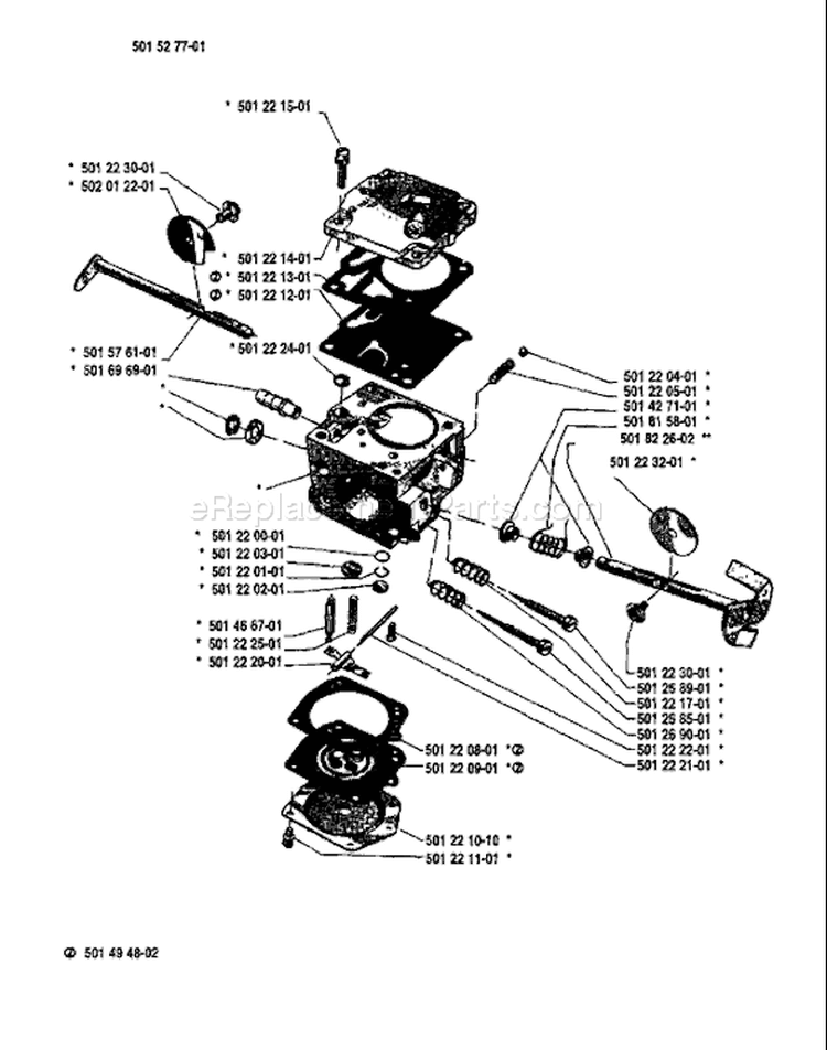 Page B Diagram and Parts List for 266 1985-01 Husqvarna Chainsaw