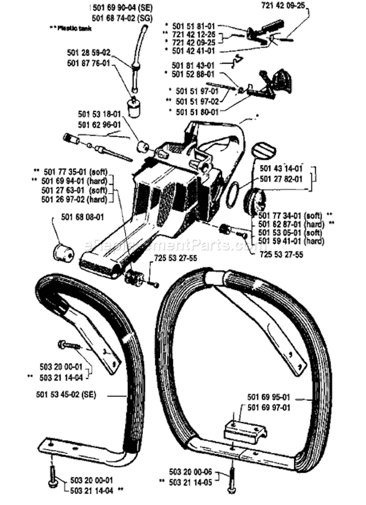Page F Diagram and Parts List for 266 1985-01 Husqvarna Chainsaw