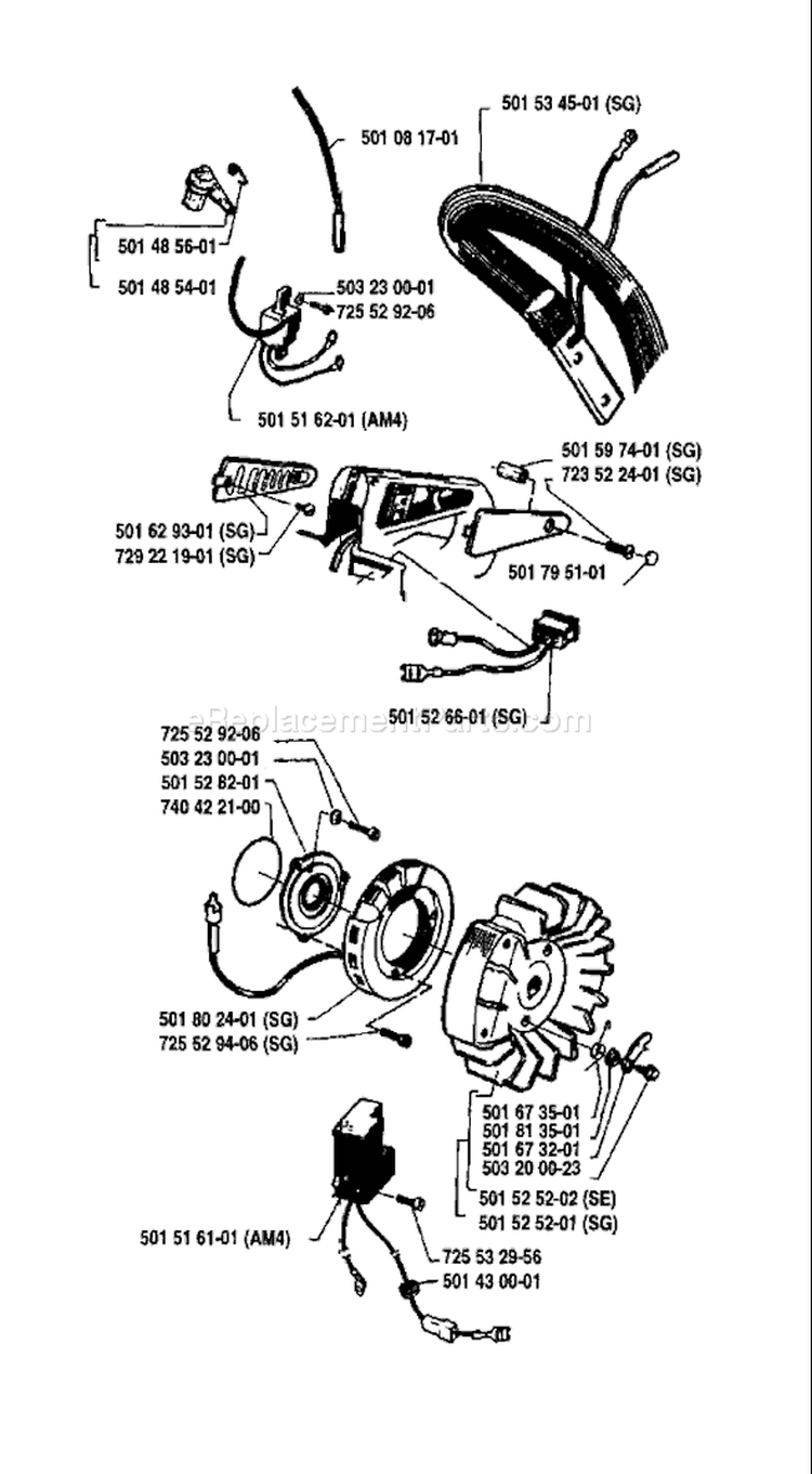 Page G Diagram and Parts List for 266 1985-01 Husqvarna Chainsaw