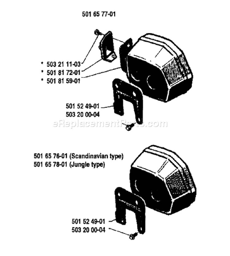 Page H Diagram and Parts List for 266 1985-01 Husqvarna Chainsaw