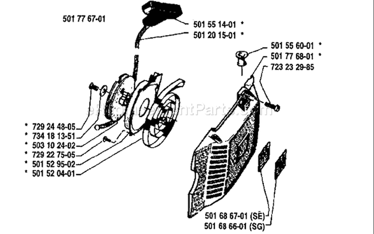 Page L Diagram and Parts List for 266 1985-06 Husqvarna Chainsaw