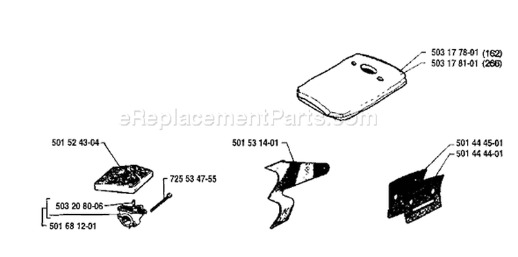 Page J Diagram and Parts List for 266 1986-01 Husqvarna Chainsaw