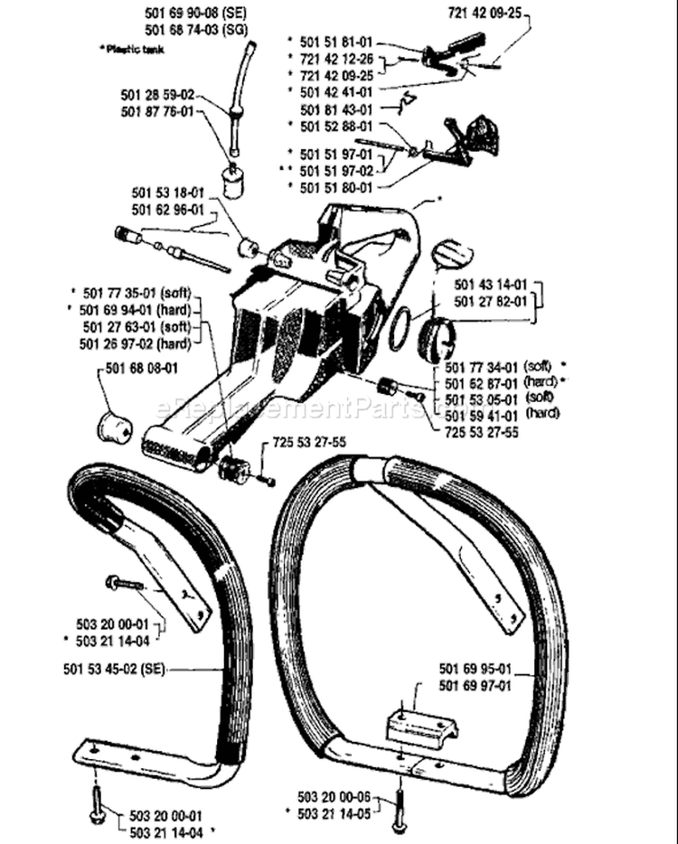 Page L Diagram and Parts List for 266 1986-01 Husqvarna Chainsaw