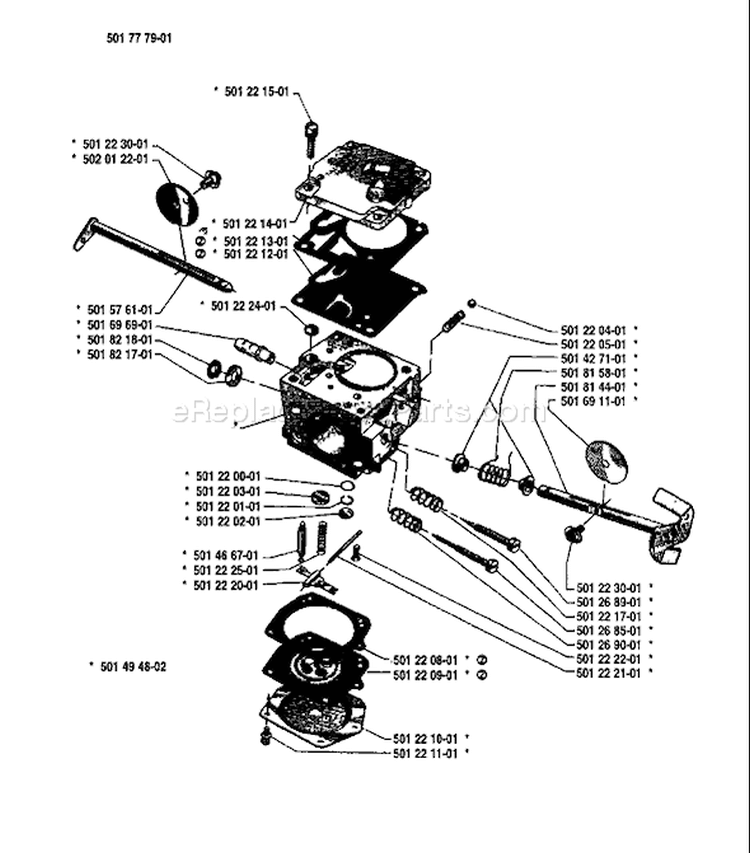 Page B Diagram and Parts List for 266 1986-01 Husqvarna Chainsaw