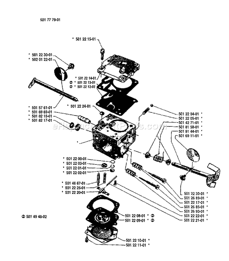 Page B Diagram and Parts List for 266 1986-04 Husqvarna Chainsaw