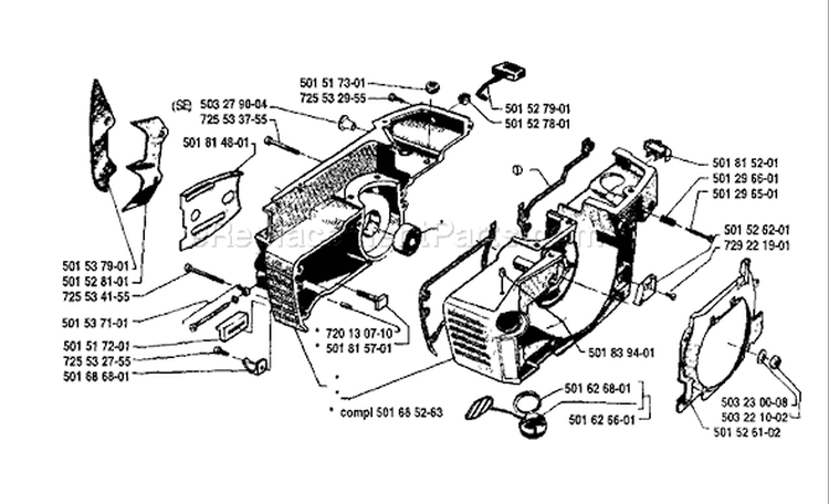Page E Diagram and Parts List for 266 1986-04 Husqvarna Chainsaw