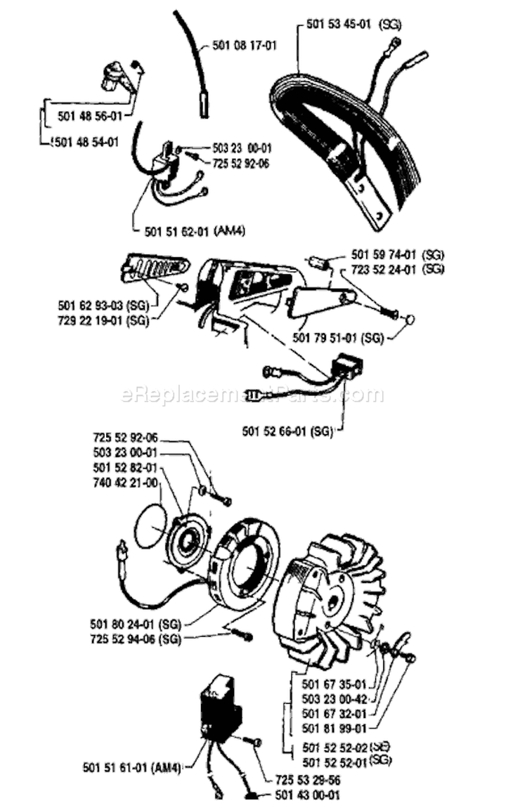 Page G Diagram and Parts List for 266 1986-04 Husqvarna Chainsaw