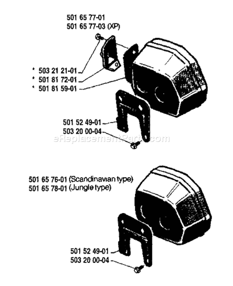Page H Diagram and Parts List for 266 1986-04 Husqvarna Chainsaw