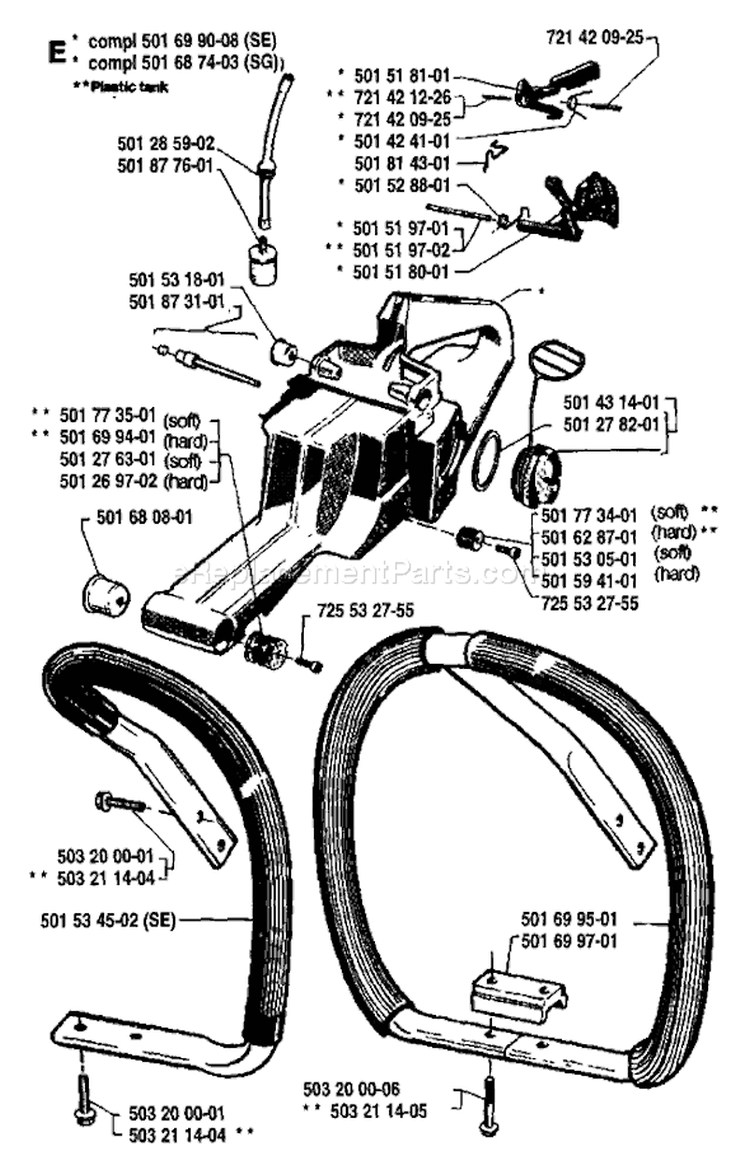 Page L Diagram and Parts List for 266 1986-12 Husqvarna Chainsaw