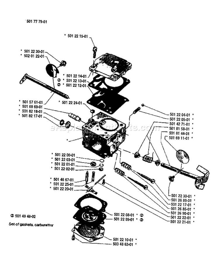 Page B Diagram and Parts List for 266 1986-12 Husqvarna Chainsaw