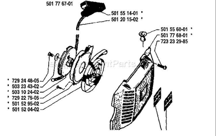Page K Diagram and Parts List for 266 1987-11 Husqvarna Chainsaw